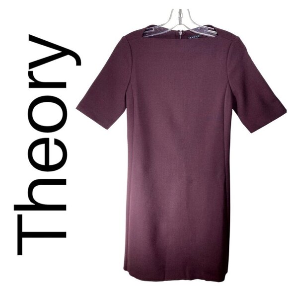 THEORY HARKIN FADED SHORT SLEEVE WOOL MINI SHEATH DRESS, SIZE 4 - Picture 2 of 10